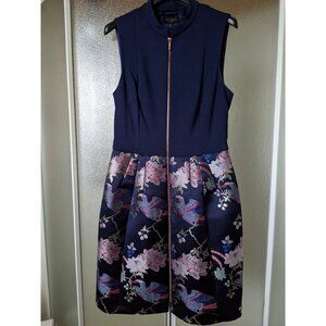 Ted Baker Zip-Front A-line Dress - Navy